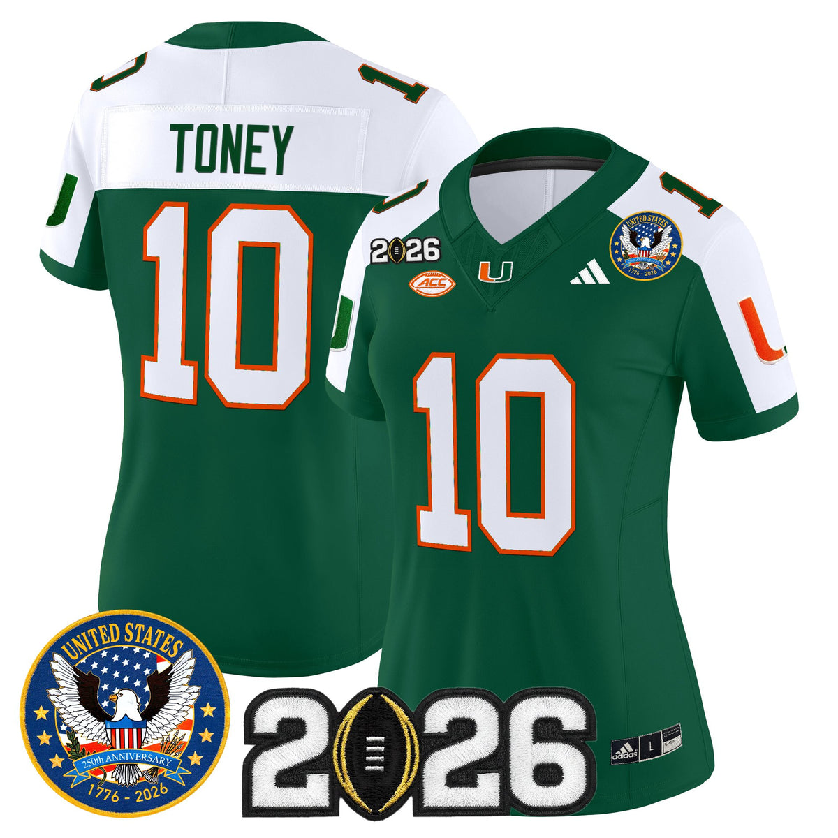 Women's Miami Hurricanes "United States 250th Anniversary & 2026 CFP Final Patch" Vapor Limited Jersey - All Stitched