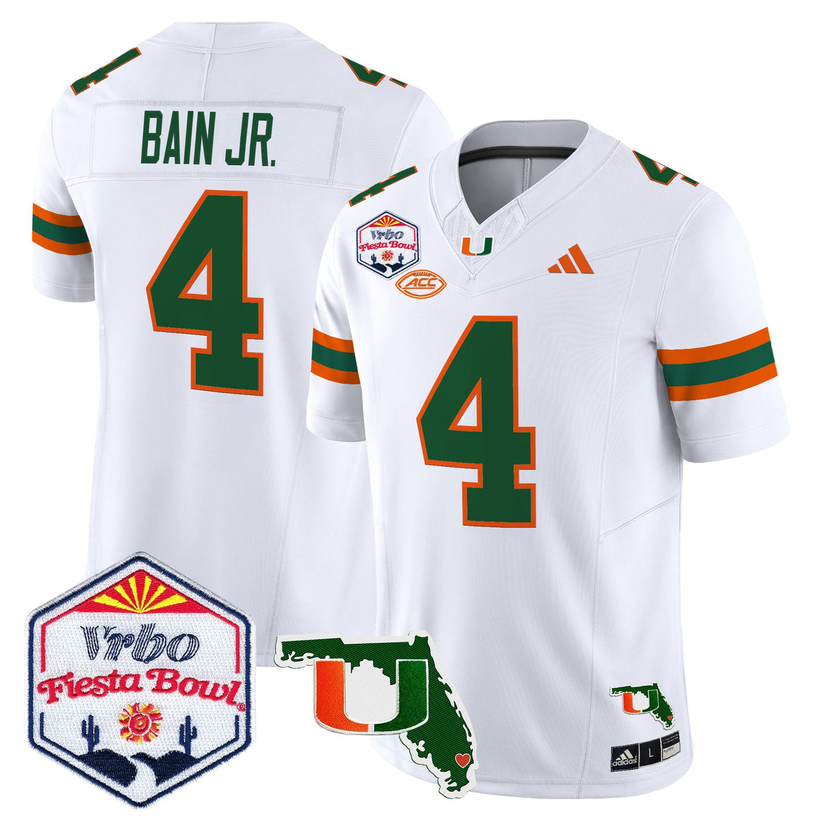 Men's Miami Hurricanes 2026 The Fiesta Bowl & Florida Patch Vapor Limited Jersey - All Stitched