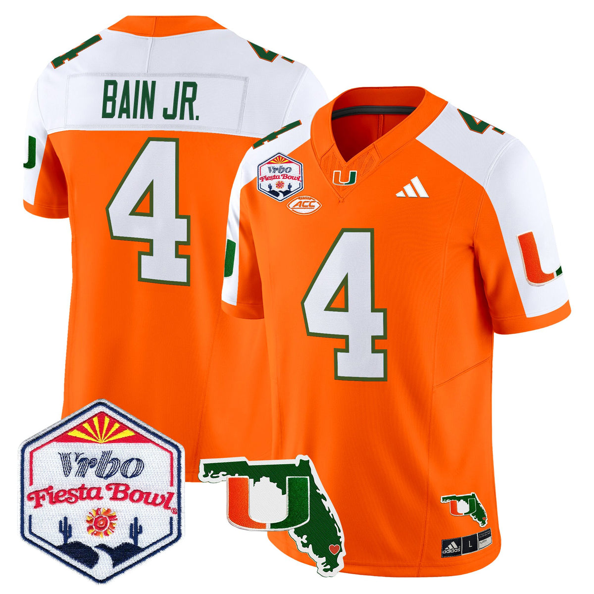 Men's Miami Hurricanes 2026 The Fiesta Bowl & Florida Patch Vapor Limited Jersey - All Stitched