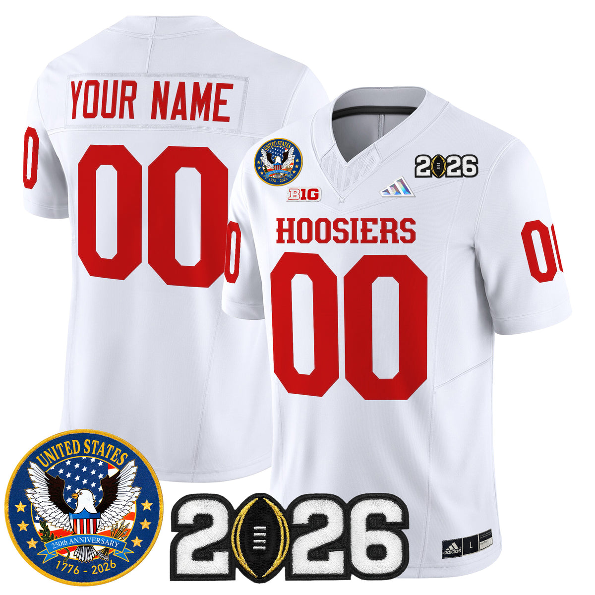 Indiana Hoosiers "United States 250th Anniversary Patch" Vapor Limited Custom Jersey - All Stitched