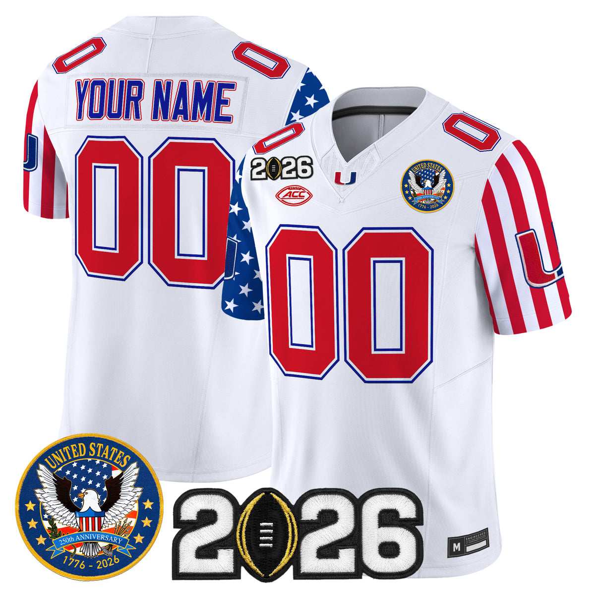 Miami Hurricanes "America250 Edition" Vapor Limited Custom Jersey - 2026 CFP Final Patch - All Stitched