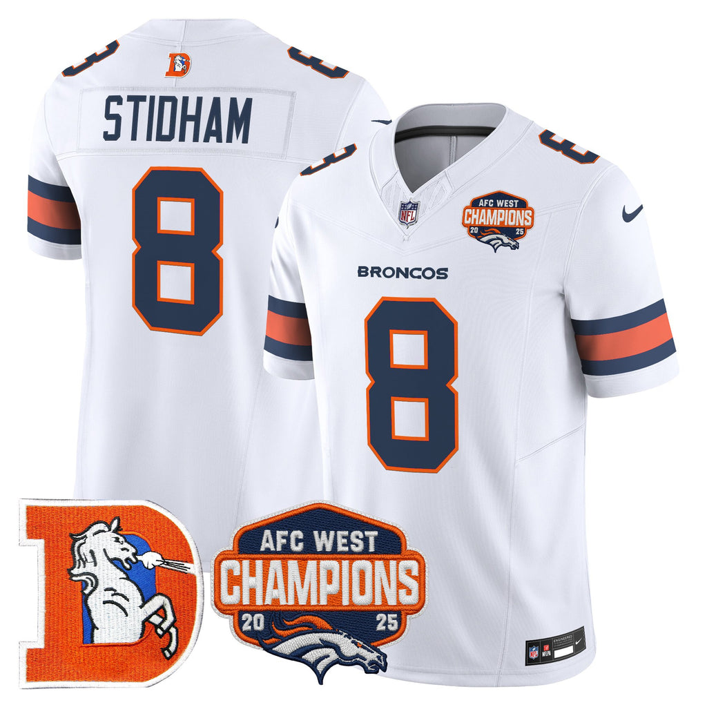 Men's Denver Broncos Throwback Vapor Limited Jersey - 2025 AFC West Division Champions Patch - All Stitched