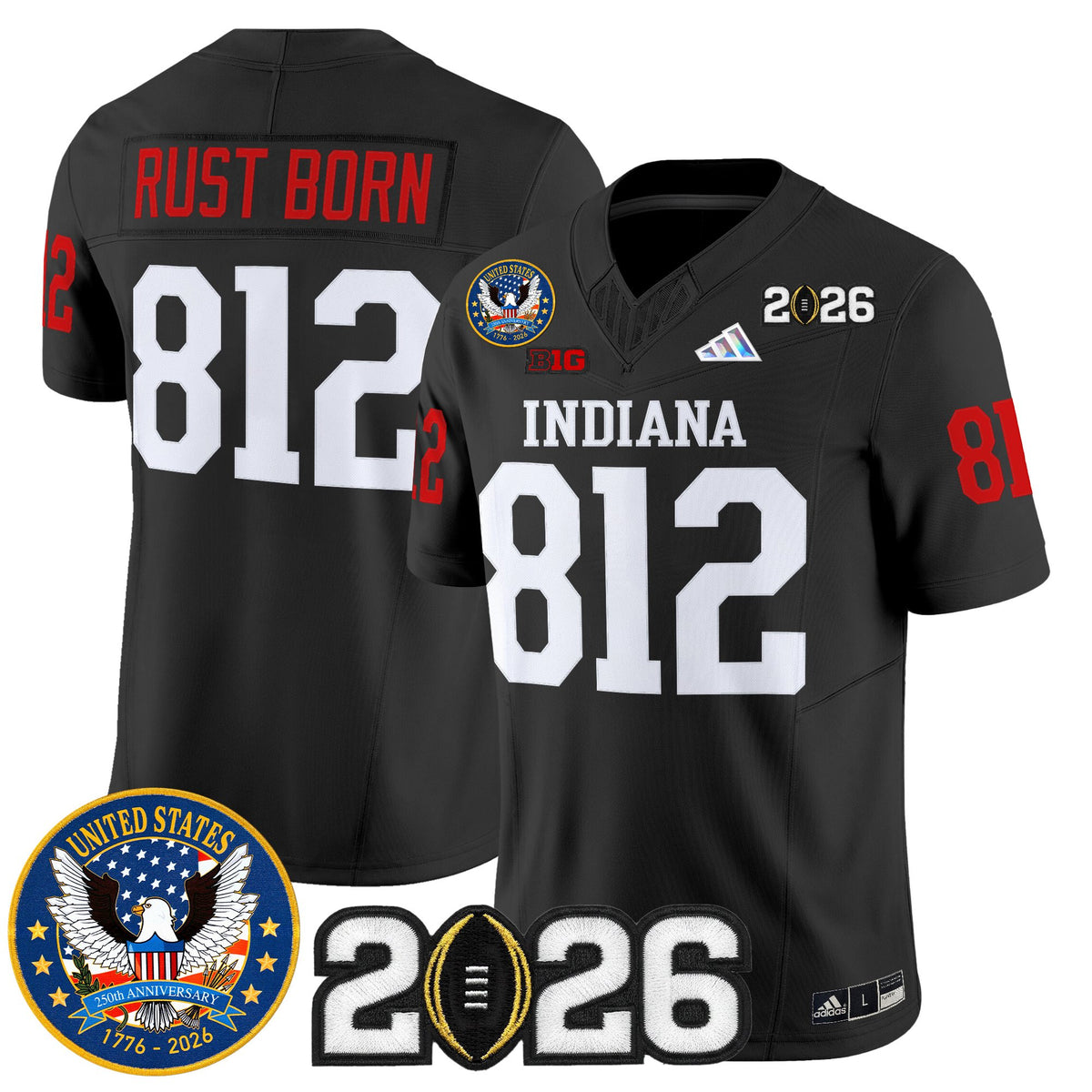 Men's Indiana Hoosiers "United States 250th Anniversary Patch" Vapor Limited Jersey V2 - All Stitched