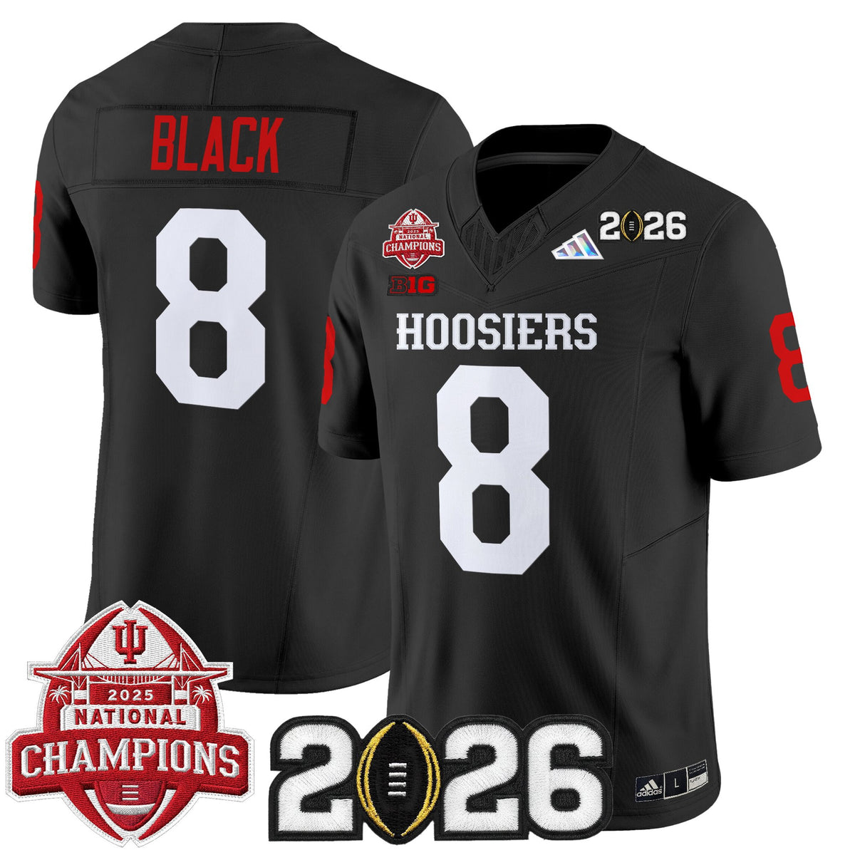 Men's Indiana Hoosiers 2025 National Champions & 2026 CFP Final Patch Vapor Limited Jersey V2 - All Stitched