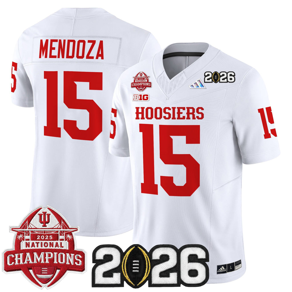 Men's Indiana Hoosiers 2025 National Champions & 2026 CFP Final Patch Vapor Limited Jersey V2 - All Stitched