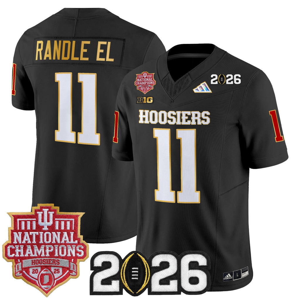 Men's Indiana Hoosiers 2025 National Champions & 2026 CFP Final Patch Gold Trim Vapor Limited Jersey - All Stitched