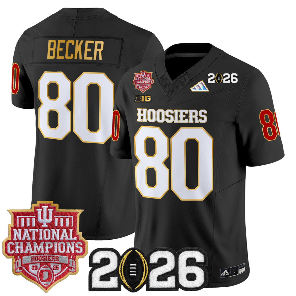 Men's Indiana Hoosiers 2025 National Champions & 2026 CFP Final Patch Gold Trim Vapor Limited Jersey - All Stitched