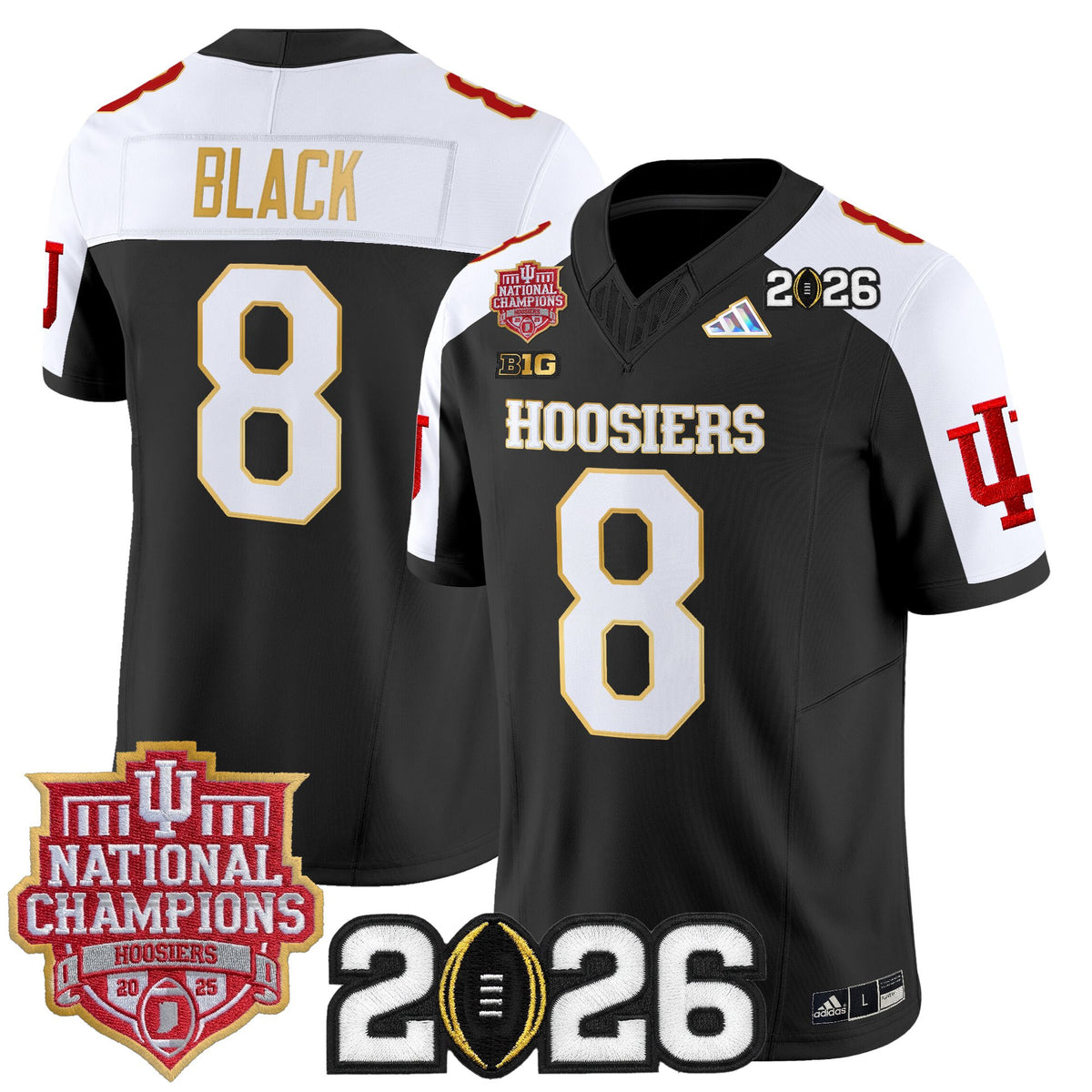 Men's Indiana Hoosiers 2025 National Champions & 2026 CFP Final Patch Gold Trim Vapor Limited Jersey - All Stitched