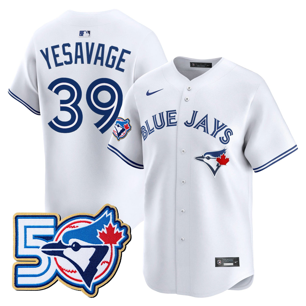 Men's Toronto Blue Jays 50 Seasons Patch Vapor Premier Limited Jersey - All Stitched