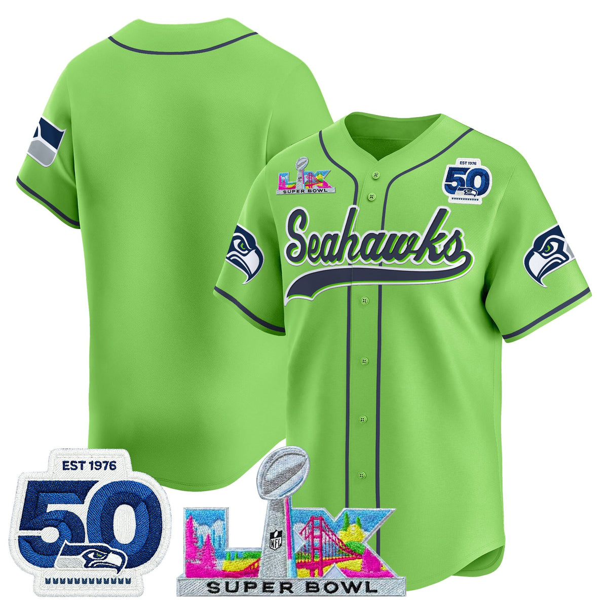 Men's Seattle Seahawks Super Bowl LX Vapor Baseball Jersey - All Stitched