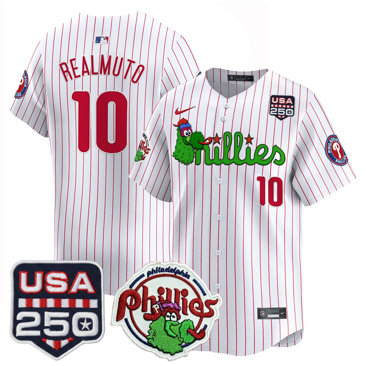 Men's Philadelphia Phillies Phanatic & 250America Patch Vapor Premier Limited Jersey - All Stitched