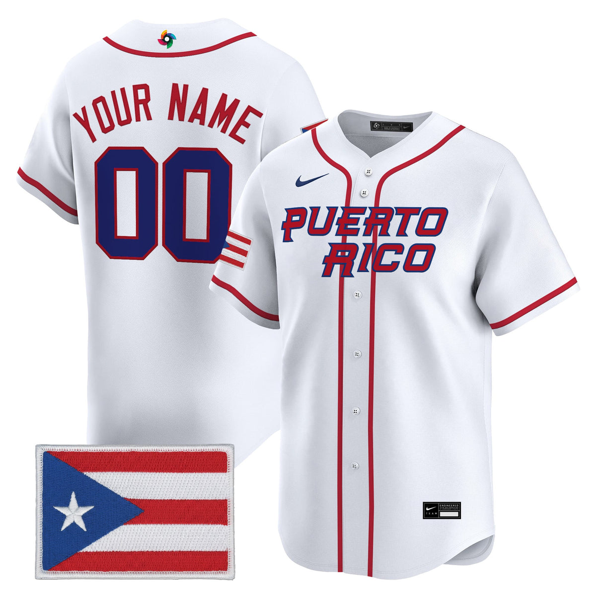 Team Puerto Rico World Baseball Classic Vapor Premier Custom Jersey - 2026 Roster - All Stitched