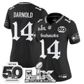 Women's Seattle Seahawks "Super Bowl LX & 50th Patch" Vapor Limited Jersey - Gothic Edition - All Stitched