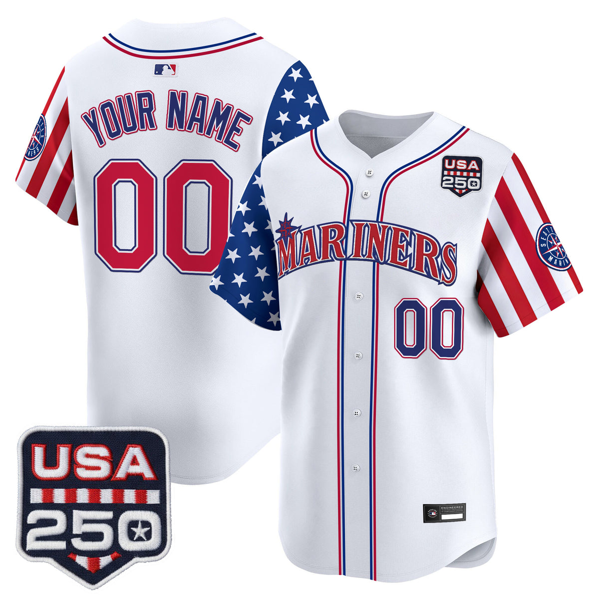 Seattle Mariners "America250 Edition" Vapor Premier Limited Custom Jersey - All Stitched