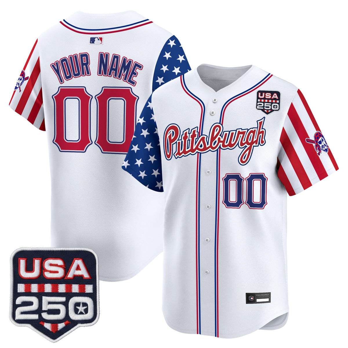 Pittsburgh Pirates "America250 Edition" Vapor Premier Limited Custom Jersey - All Stitched