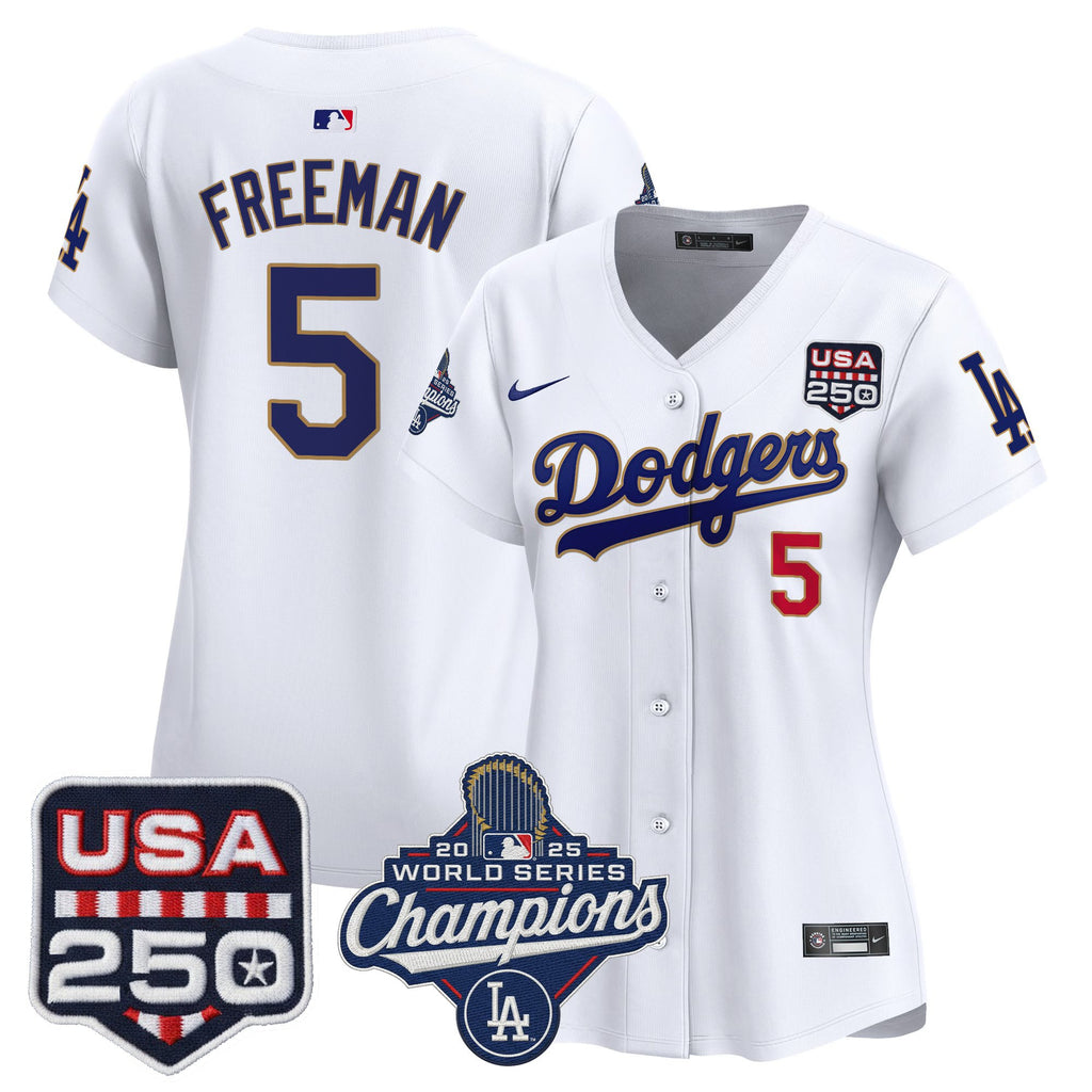 Women's Dodgers 2025 World Series Champions & 250America Patch Vapor Premier Limited Jersey - All Stitched