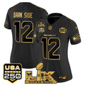 Women's Seattle Seahawks "Super Bowl LX & United States 250th Anniversary Patch" Gold Vapor Limited Jersey - All Stitched