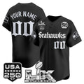Seattle Seahawks “Super Bowl LX & 50th Patch” Vapor Baseball Custom Jersey - Gothic Edition - All Stitched