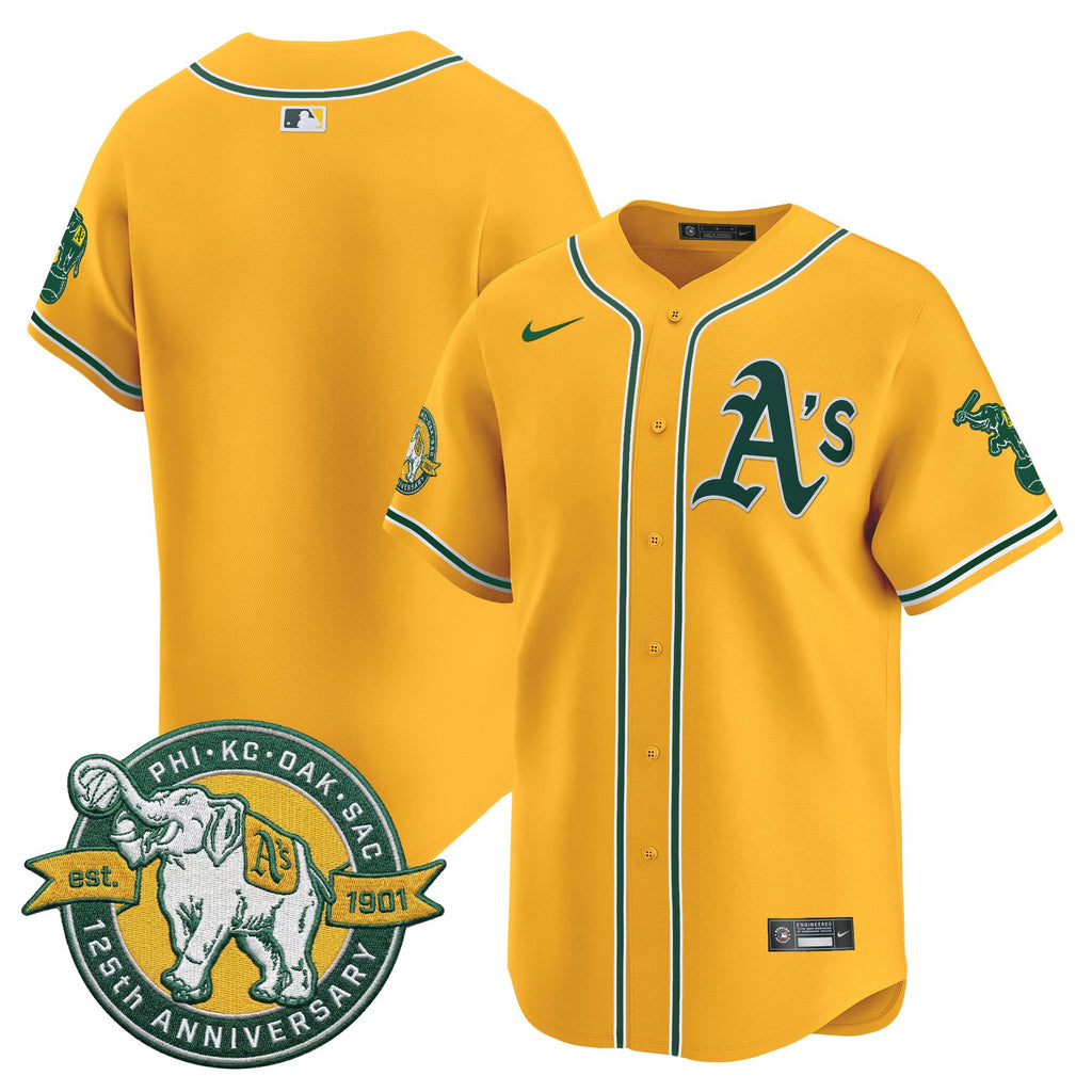 Men's Oakland Athletics 125th Anniversary Patch Vapor Premier Limited Jersey - All Stitched