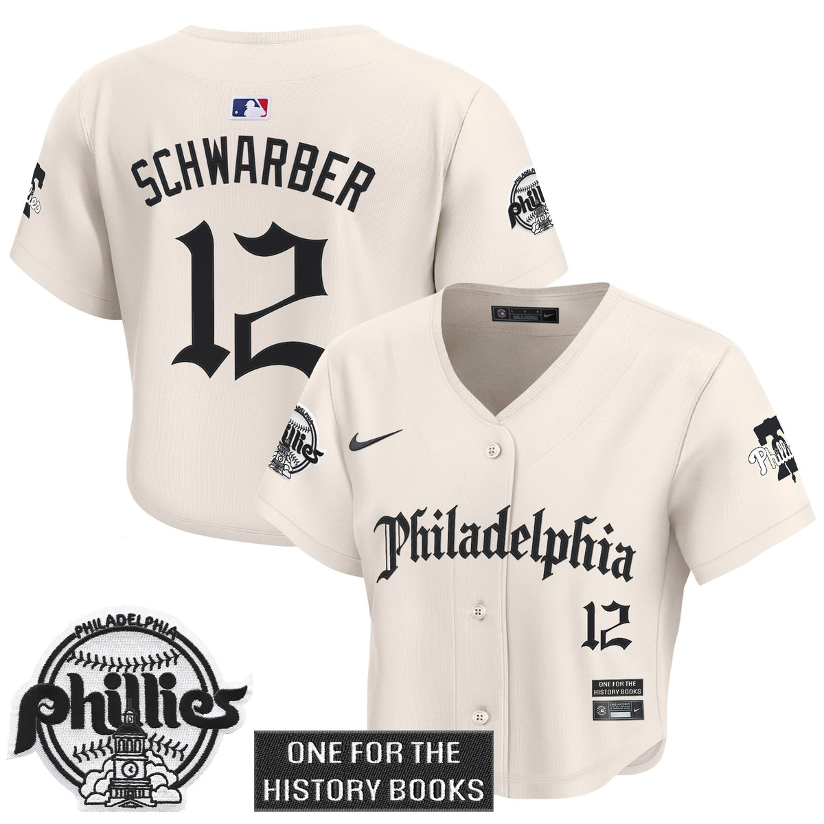 Women's Phillies 'Retro Newspaper Edition' Crop Top Baseball Jersey - All Stitched