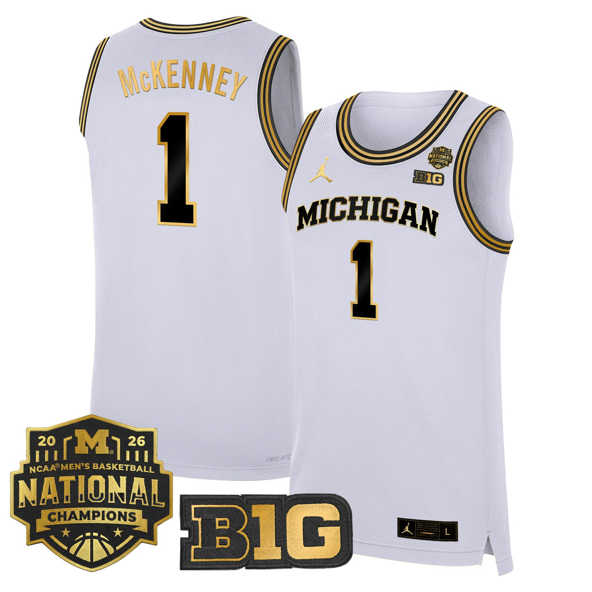 Men's Michigan Wolverines 2026 National Champions Patch Basketball Jersey - All Stitched