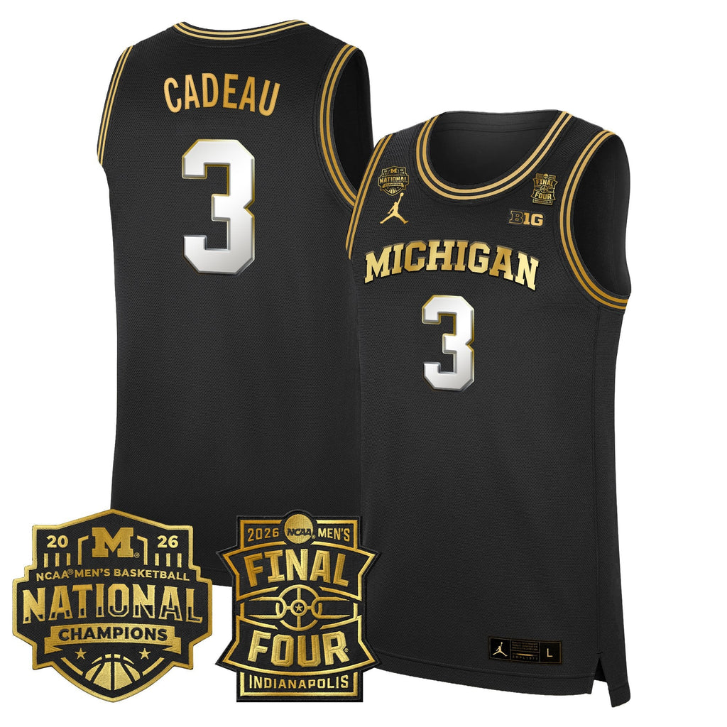 Men's Michigan Wolverines 2026 Final Four & National Champions Patch Basketball Jersey - All Stitched