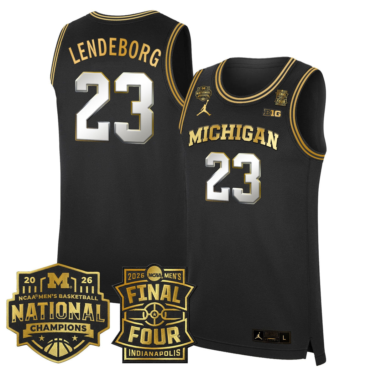 Men's Michigan Wolverines 2026 Final Four & National Champions Patch Basketball Jersey - All Stitched