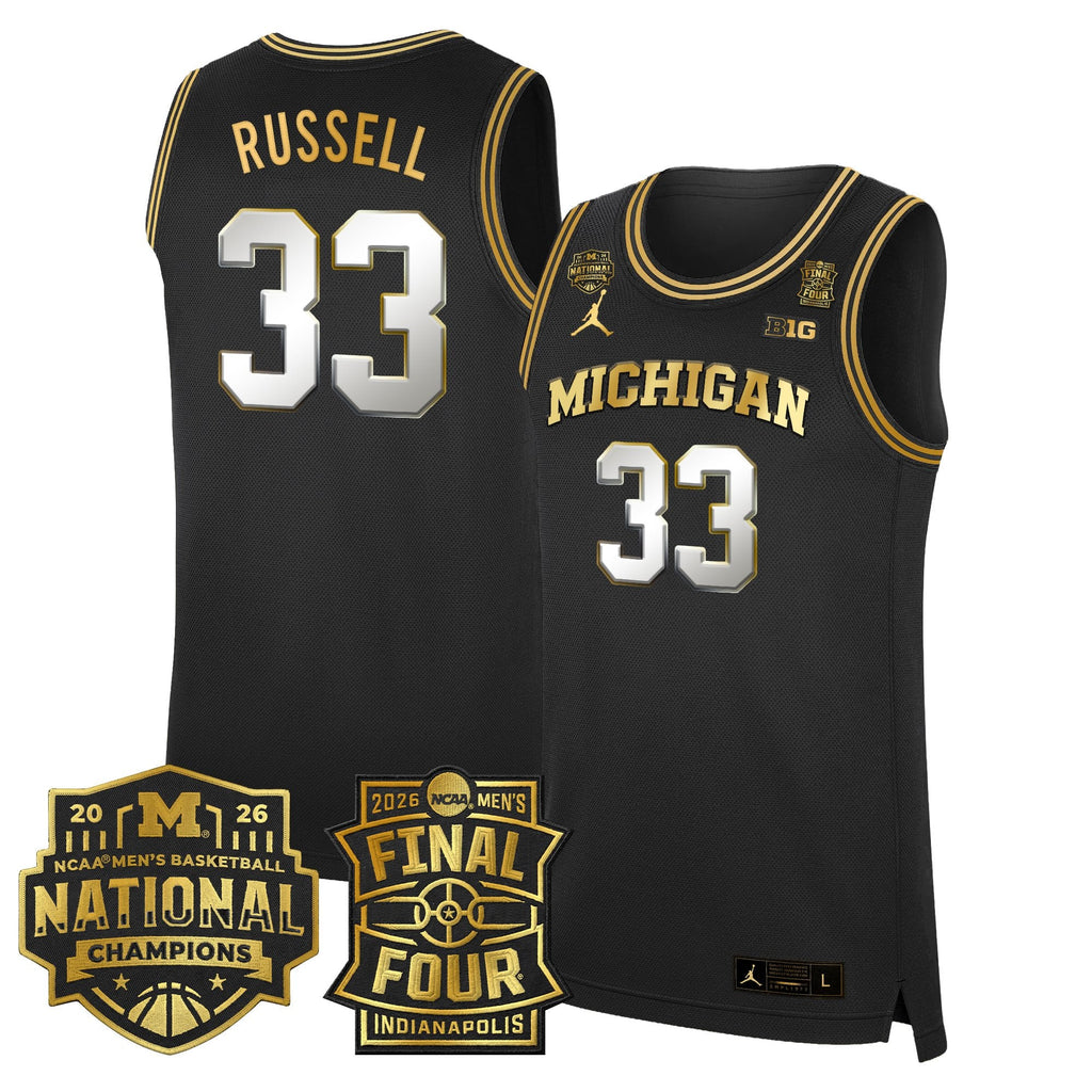 Men's Michigan Wolverines 2026 Final Four & National Champions Patch Basketball Jersey - All Stitched