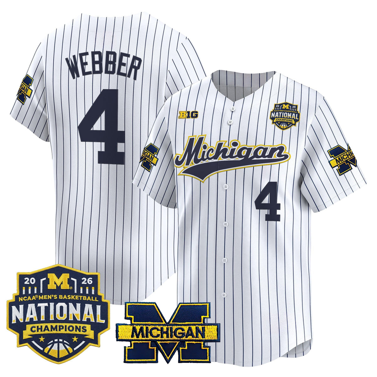 Men's Michigan Wolverines 2026 National Champions Patch Vapor Baseball Jersey - All Stitched