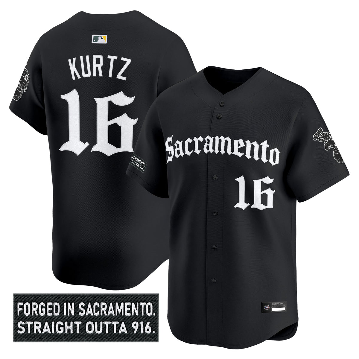 Men's Athletics 'Sacramento Gothic Edition' Vapor Premier Limited Jersey - All Stitched