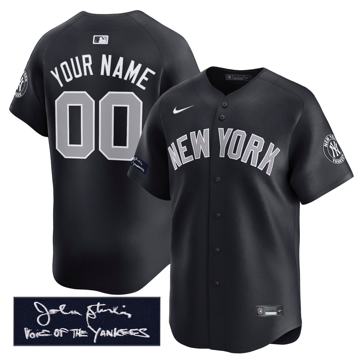 Yankees John Sterling "The Voice of the Yankees" Tribute Patch Vapor Premier Limited Custom Jersey - All Stitched