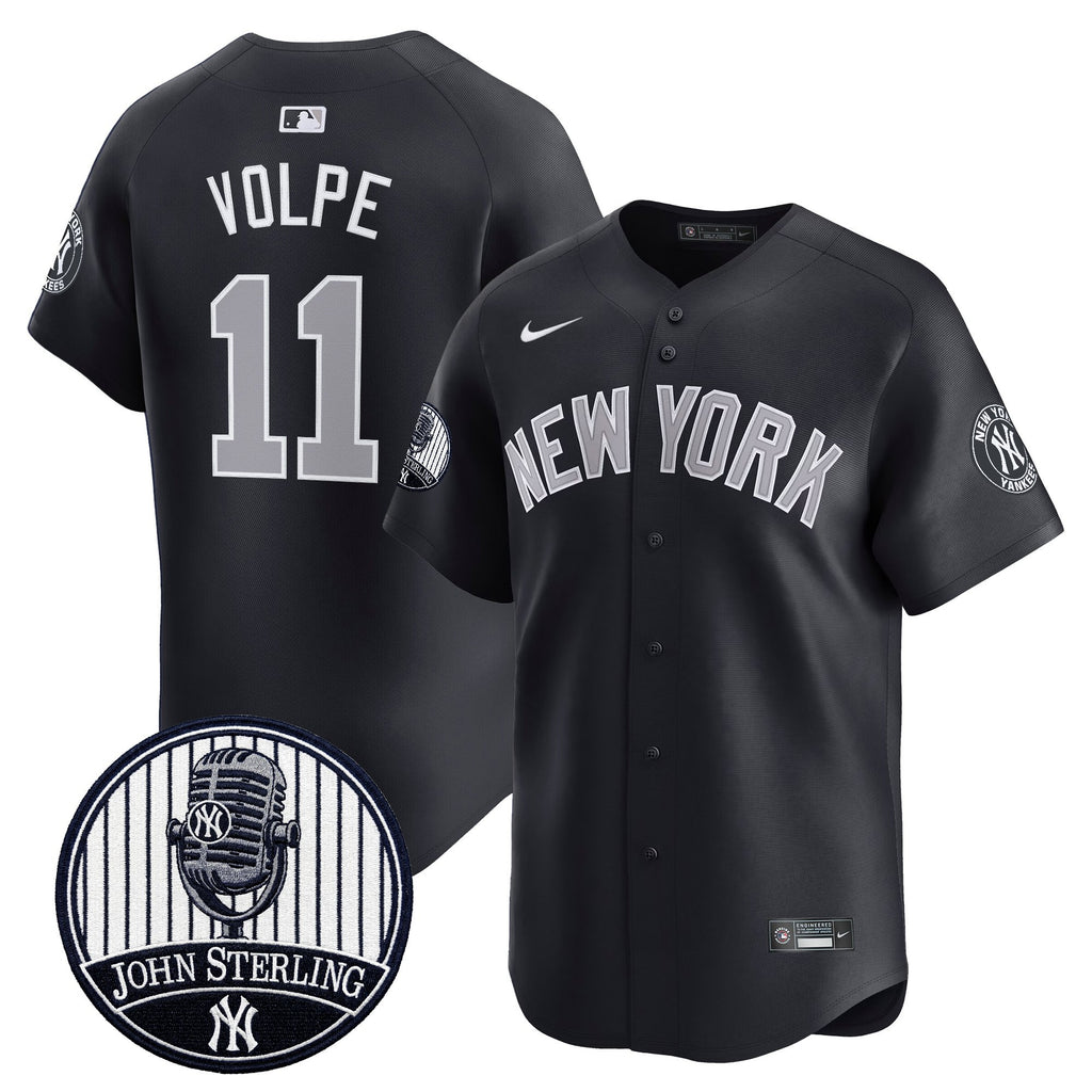 Men's Yankees John Sterling "The Voice of the Yankees" Tribute Patch Vapor Premier Limited Jersey V2 - All Stitched