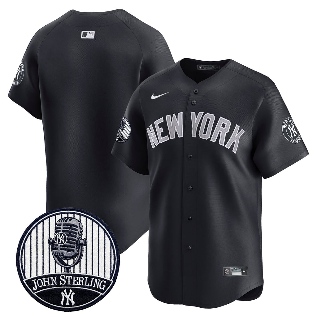 Men's Yankees John Sterling "The Voice of the Yankees" Tribute Patch Vapor Premier Limited Jersey V2 - All Stitched