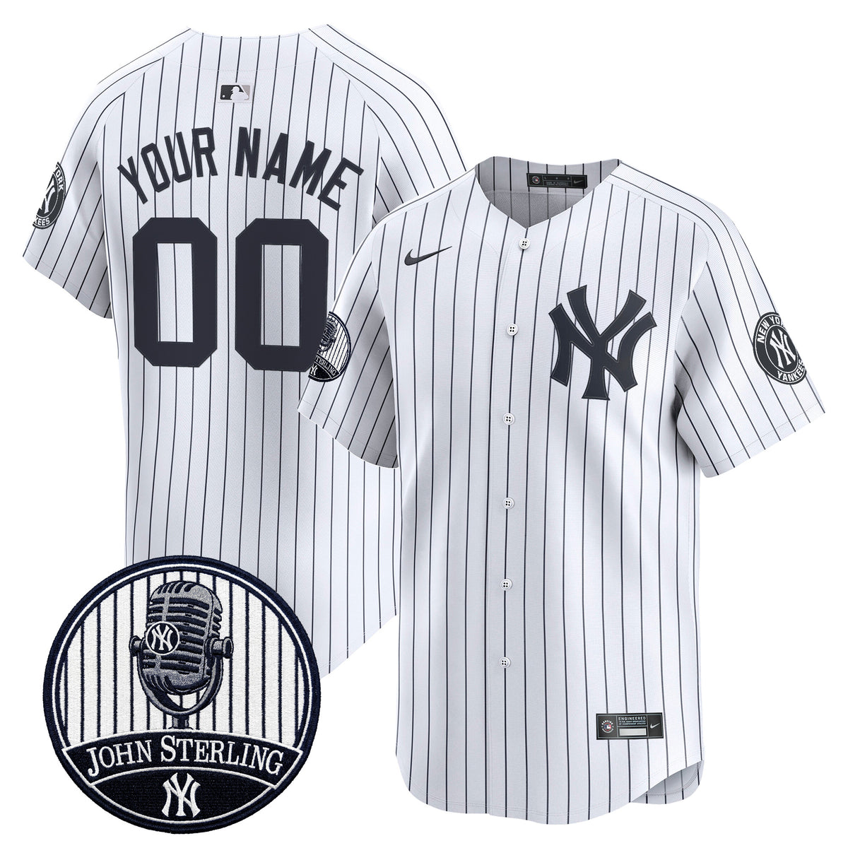 Yankees John Sterling "The Voice of the Yankees" Tribute Patch Vapor Premier Limited Custom Jersey V2 - All Stitched