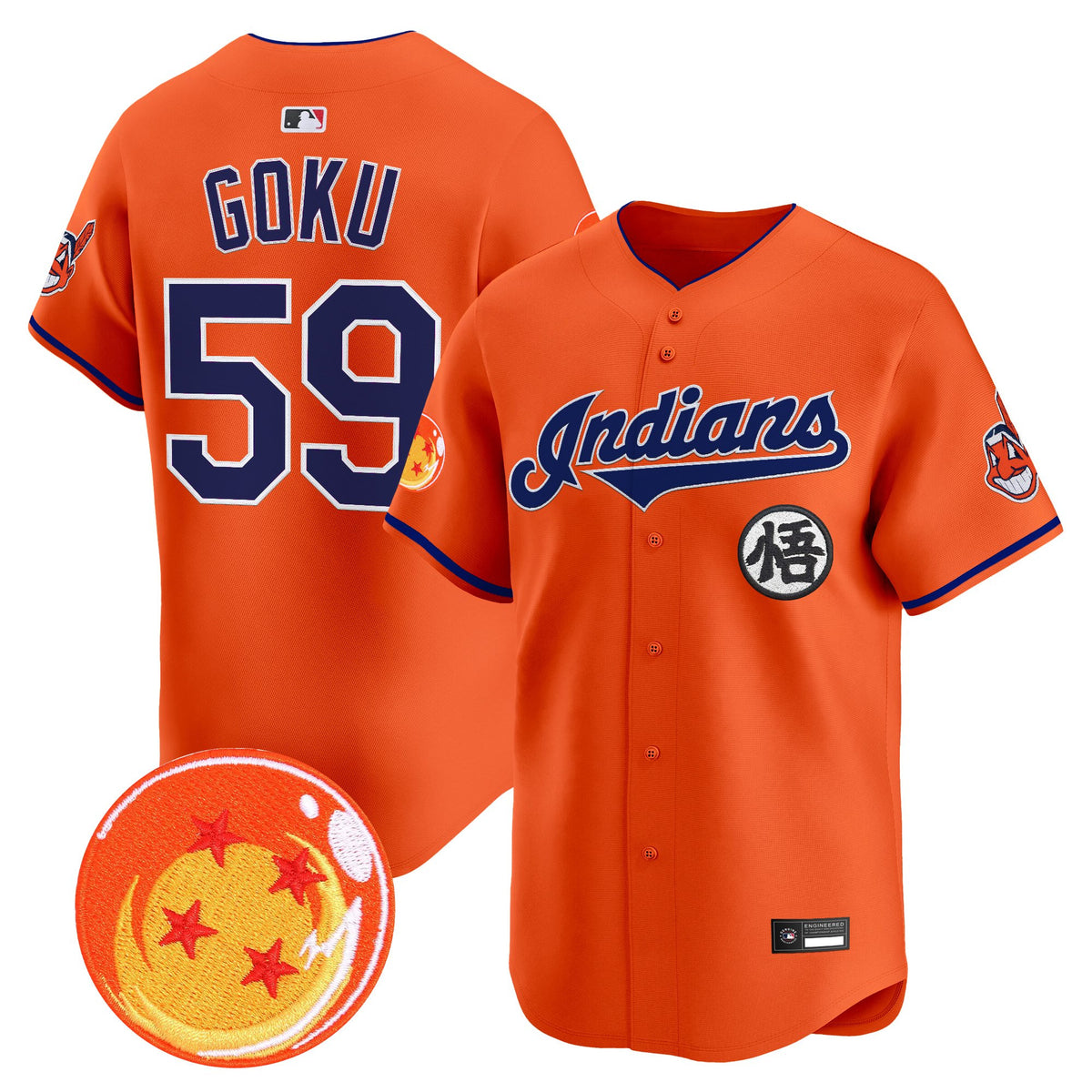 Men's Cleveland Indians x Dragon Ball Vapor Premier Limited Jersey - All Stitched