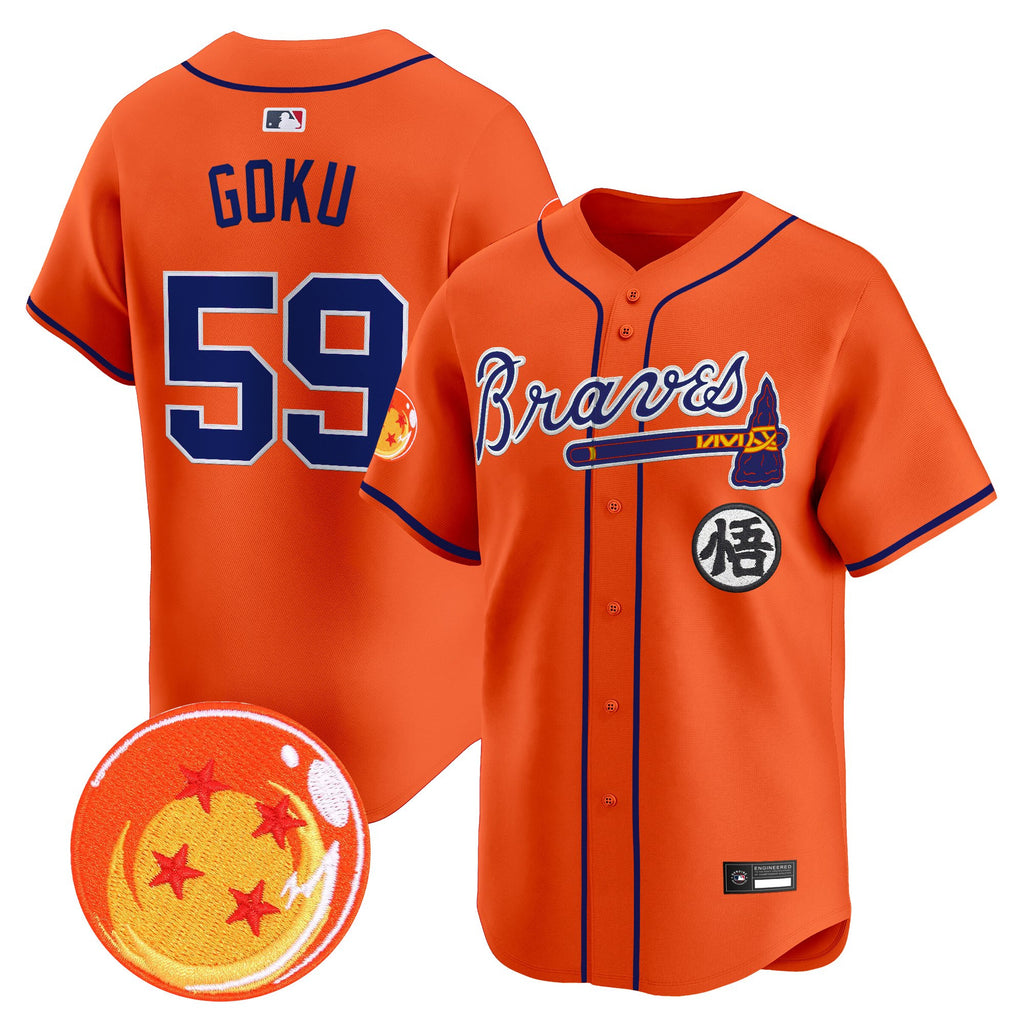 Men's Atlanta Braves x Dragon Ball Vapor Premier Limited Jersey - All Stitched