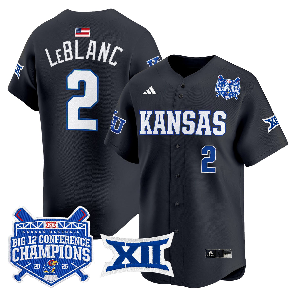 Men's Kansas Jayhawks Baseball Big 12 Conference Champions 2026 Vapor Premier Limited Jersey - All Stitched