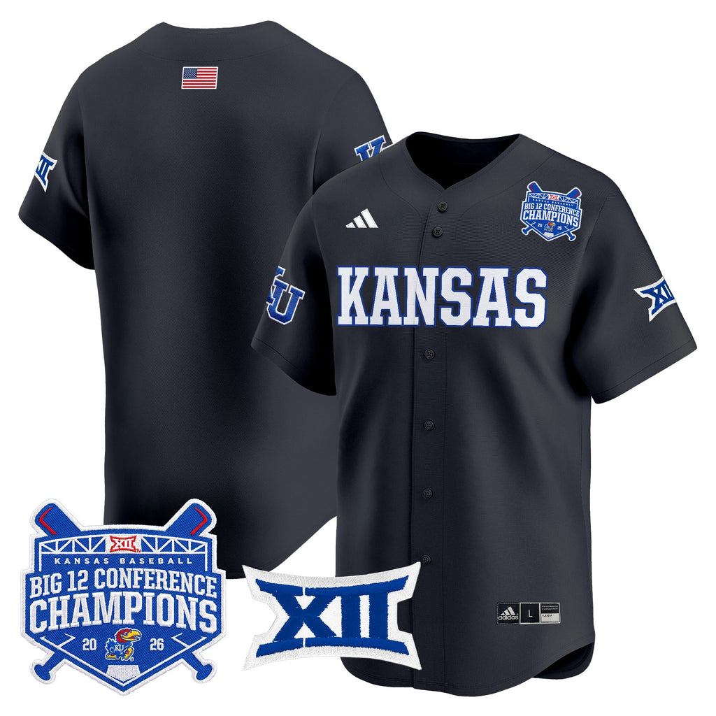 Men's Kansas Jayhawks Baseball Big 12 Conference Champions 2026 Vapor Premier Limited Jersey - All Stitched