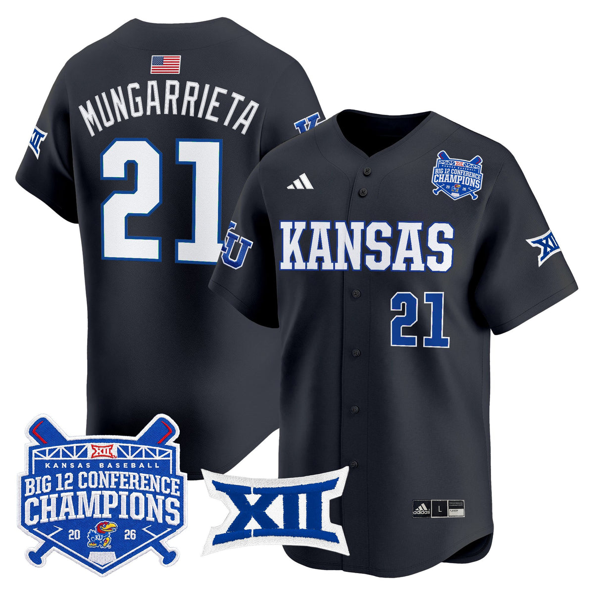 Men's Kansas Jayhawks Baseball Big 12 Conference Champions 2026 Vapor Premier Limited Jersey - All Stitched
