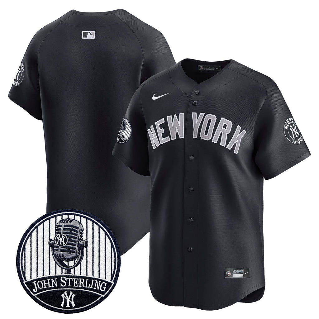 Men's Yankees John Sterling "The Voice of the Yankees" Tribute Patch Vapor Premier Limited Jersey V3 - All Stitched