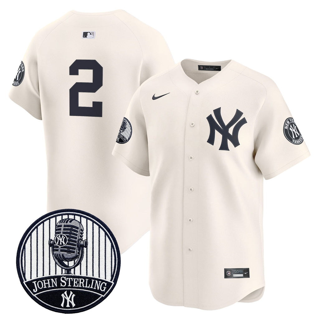 Men's Yankees John Sterling "The Voice of the Yankees" Tribute Patch Vapor Premier Limited Jersey V3 - All Stitched