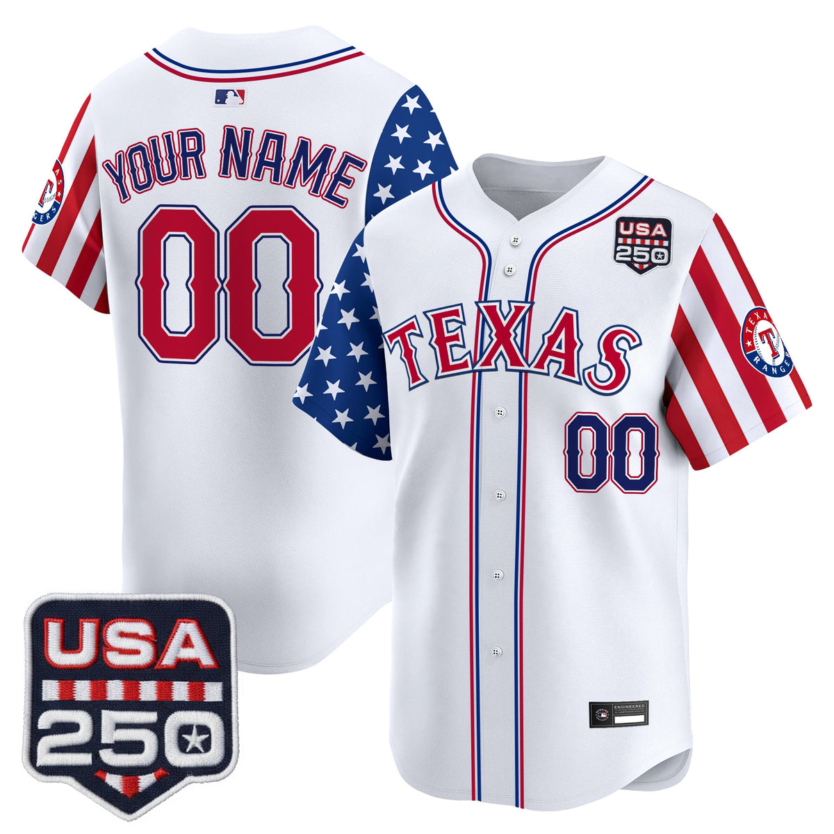 Texas Rangers "America 250 Edition" Vapor Premier Limited Custom Jersey - All Stitched