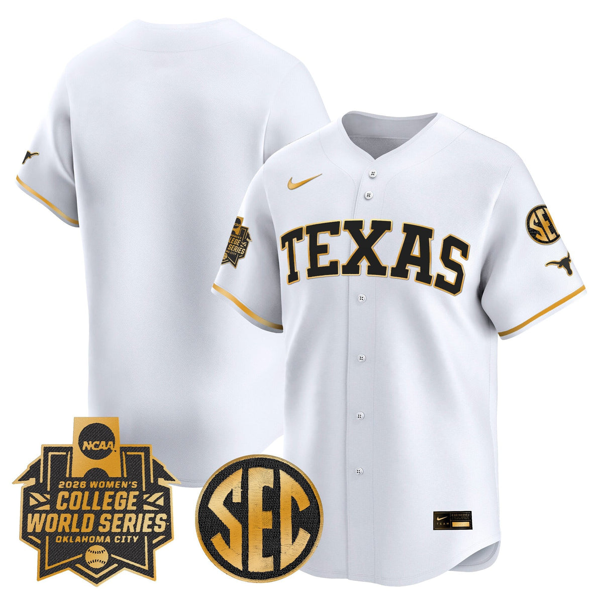 Men's size - Texas Longhorns Softball 2026 World Series (WCWS) Vapor Premier Limited Jersey - All Stitched