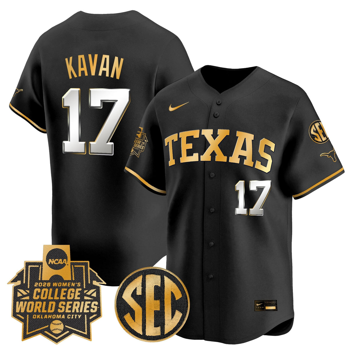 Men's size - Texas Longhorns Softball 2026 World Series (WCWS) Vapor Premier Limited Jersey - All Stitched