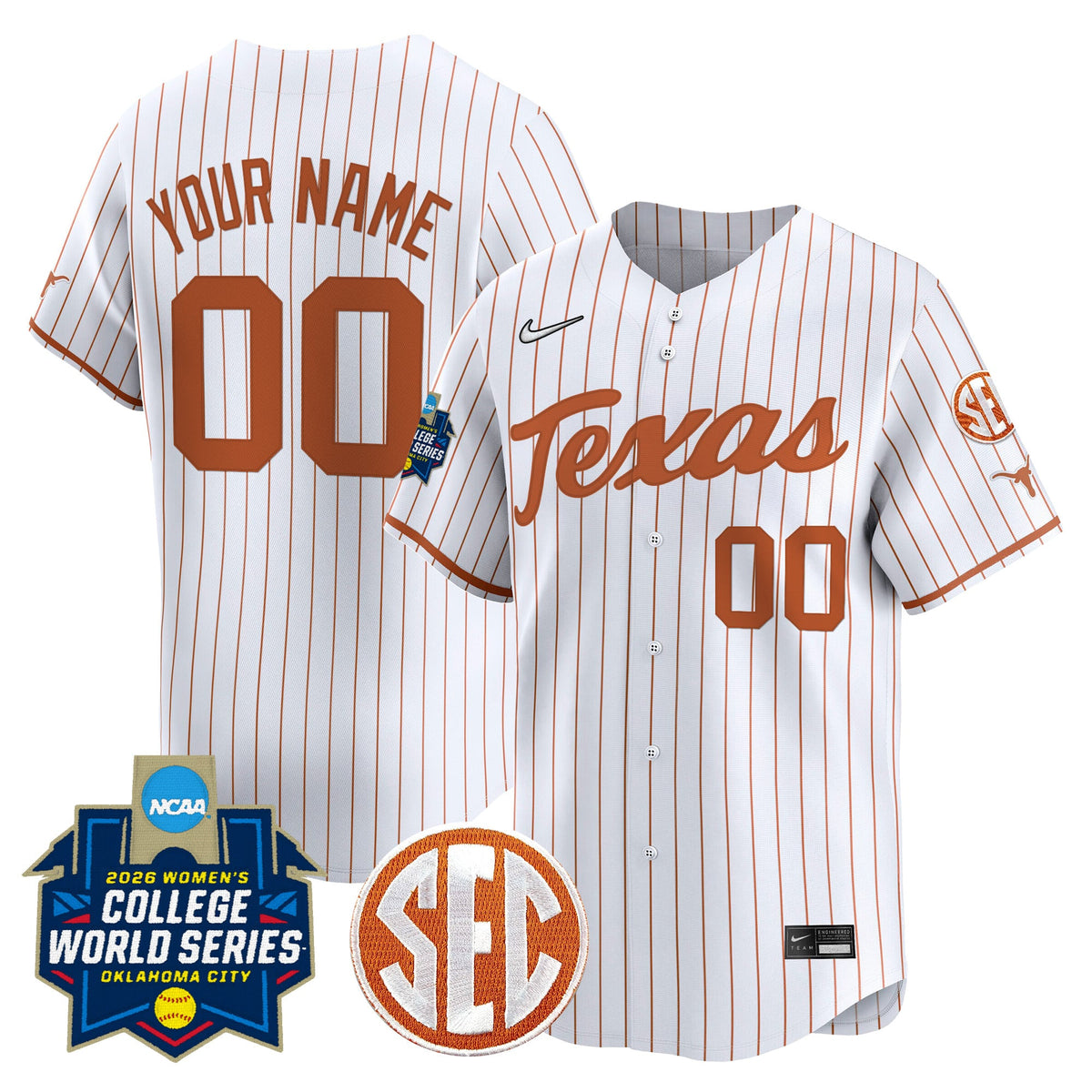 Texas Longhorns Softball 2026 World Series (WCWS) Vapor Premier Limited Custom Jersey - All Stitched