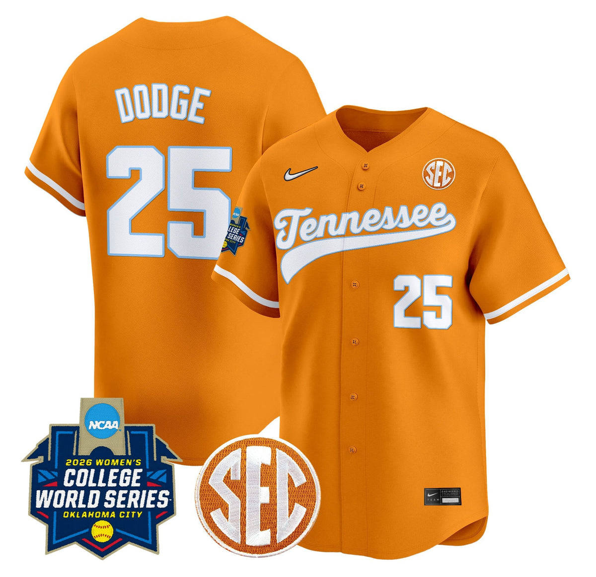 Men's Size - Tennessee Volunteers Softball 2026 World Series (WCWS) Vapor Premier Limited Jersey - All Stitched