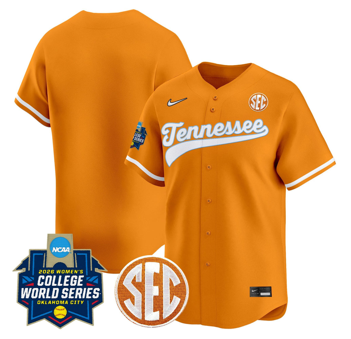 Men's Size - Tennessee Volunteers Softball 2026 World Series (WCWS) Vapor Premier Limited Jersey - All Stitched