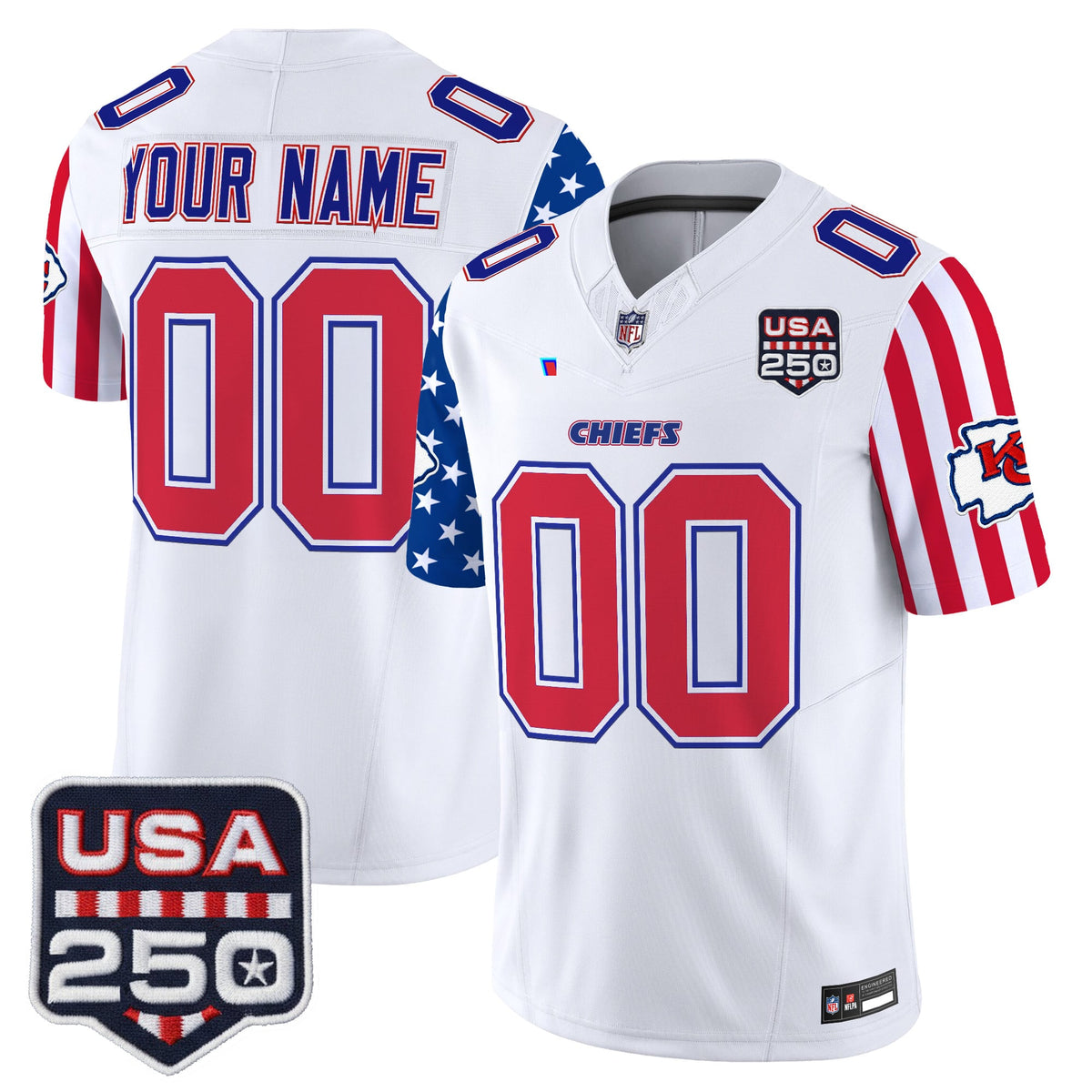 Chiefs "America 250 Edition" Vapor Limited Custom Jersey - All Stitched