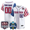 Texas Tech Red Raiders "America 250 Edition" Vapor Premier Limited Custom Jersey - 2026 World Series (WCWS) - All Stitched