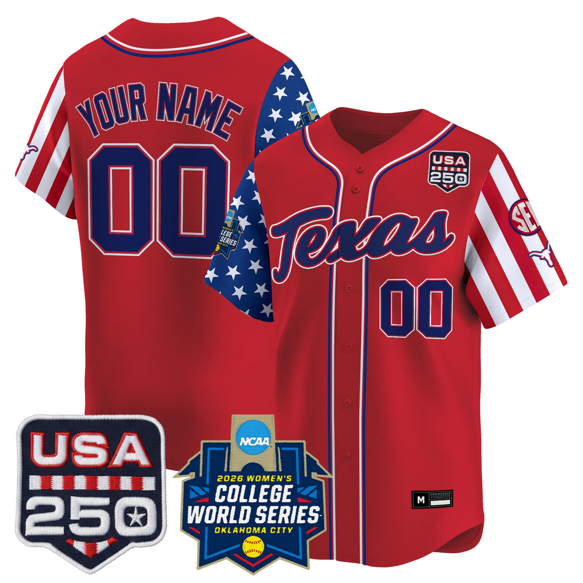 Texas Longhorn "America 250 Edition" Vapor Premier Limited Custom Jersey - 2026 World Series (WCWS) - All Stitched